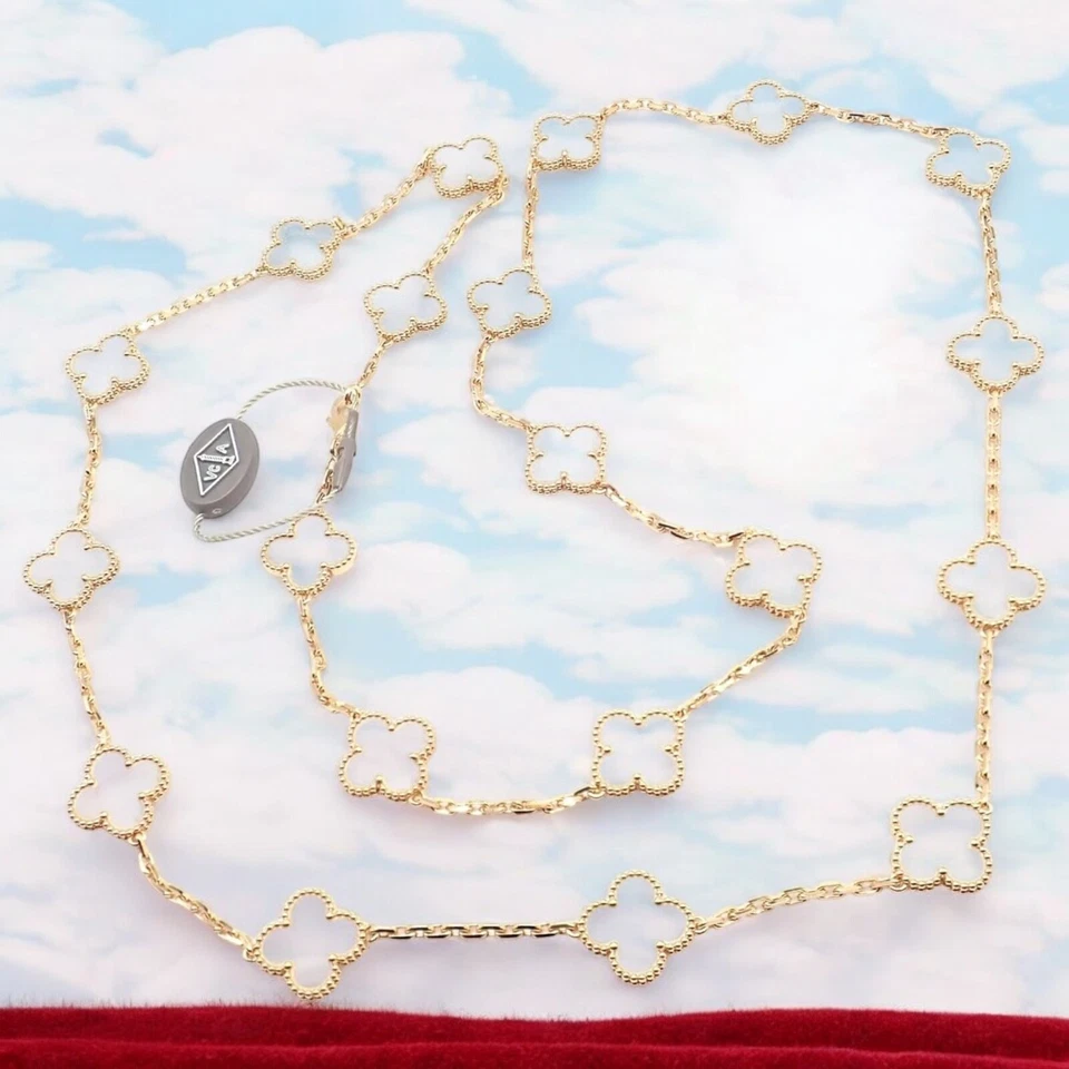 Collar Van Cleef & Arpels Oro Amarillo 18k 20 Motivos Alhambra Cristal Roca Certificado Foto 3 de 4