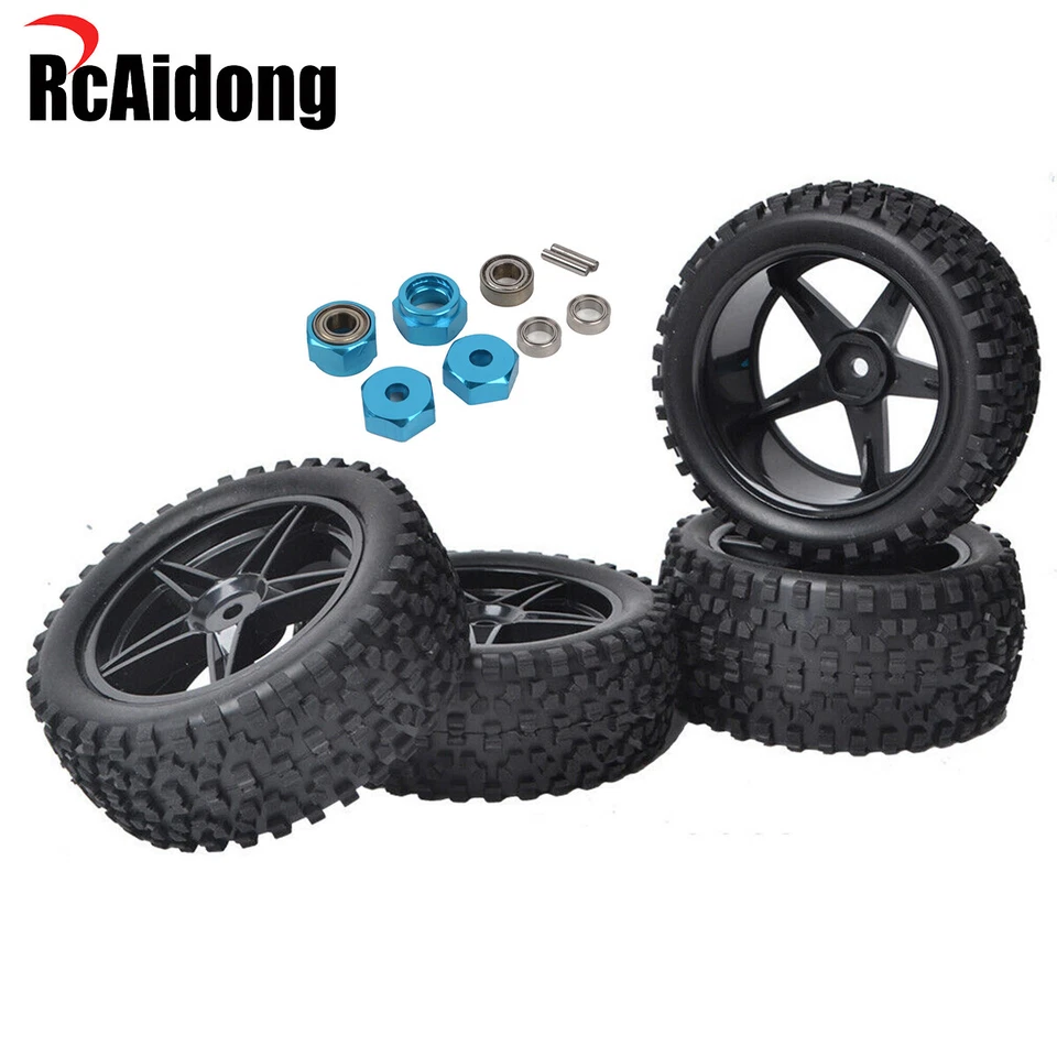 1/10 Buggy Tires W/Wheels Hex for Tamiya TT-02B DT02 HSP HPI Wltoys Off-Road Car - Image 2 of 4
