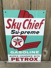 Texaco Sky Chief Gasoline metal sign baked Oil Gas Pump Plate