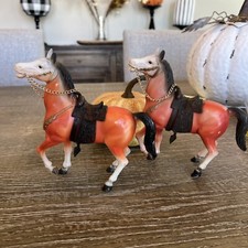 Lot Of 2 Vintage WS 2162 Brown Horse / Saddle Hard Plastic Hong Kong 8"