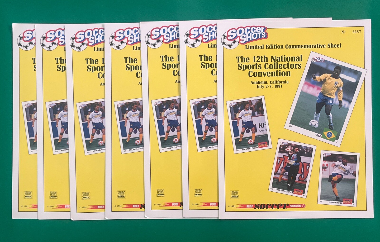 Lot of 7 PELE 1991 Soccer Shots • Promo Sheet #ed • 12th National Convention •