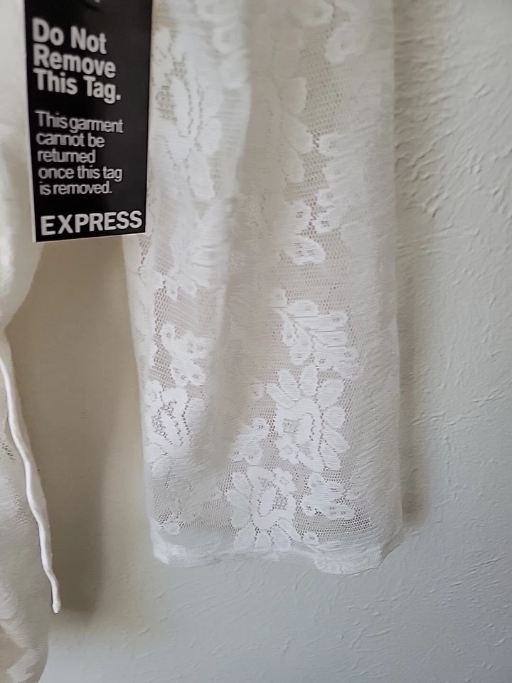 Экспресс кружевной комбинезон с длинным рукавом большой слоновой кости фея прихоть романтический кружевной $70 - Изображение 4 из 4