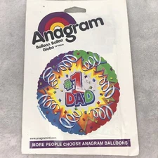 Vintage Anagram Mylar Balloon Number One Dad 18" 