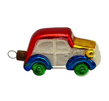 Vintage Car Christmas Ornament Primary Colors Hand Blown Mercury Glass Holiday