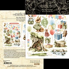 Graphic45 HIP HIP HOORAY! RUB-ON TRANSFER SET (2) Sheets scrapbooking