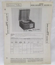 Howard W Sams Photofact Folder Dalbar Models Barcombo JR & SR Radio Parts Manual