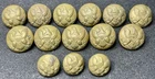 14 U.S. General Service Uniform Buttons 3 Cuff & 11 Coat Size RMDC Non Dug