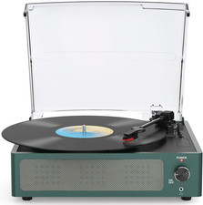 Vinyl Record Player with Speakers - Vintage Style Belt-Driven Turntable Wireless