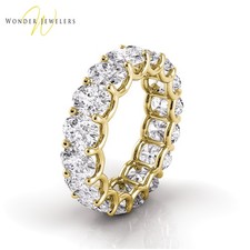 3.00 carat 14K Yellow Gold Oval Lab Created Diamond U-Prong Eternity Ring