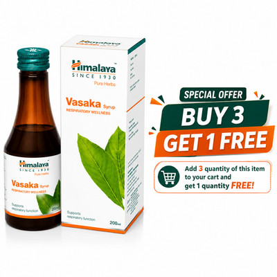 Himalaya Vasaka Syrup 200ml x Buy 3 Get 1 Free | Herbal Respiratory Support |