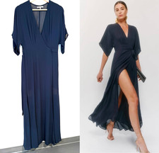 Reformation Winslow Wrap Dress - Navy