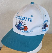 Vtg 90'S Charlotte Hornets NBA White/Teal Snap Back Hat G.C.C.