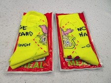 TWO PAIR - 2x sets - 2025 McDONALD'S Grinch Socks Christmas Happy Meal YELLOW