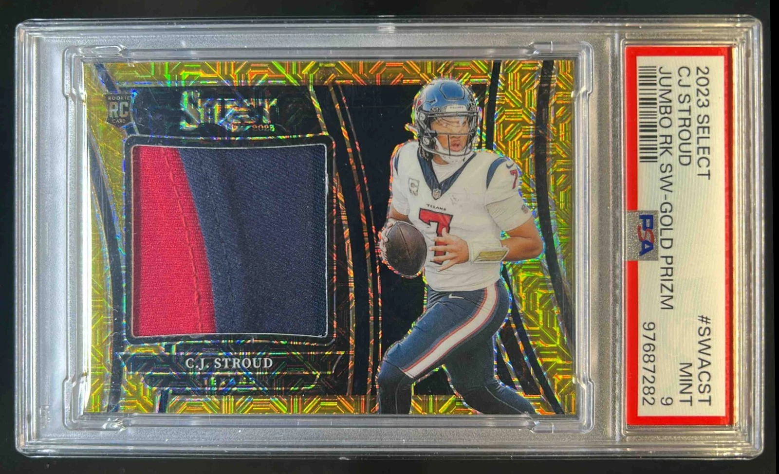 CJ Stroud Panini Select Jumbo Rookie Swatches #SWACST Gold