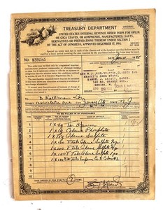 VINTAGE U.S. TREASURY DEPARTMENT ORDER FORM FOR OPIUM. DATED JAN 11, 1945