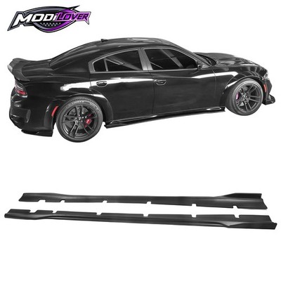 Fits 20-23 Dodge Charger SRT Widebody PP Side Skirts Diffuser Lips Matte Black