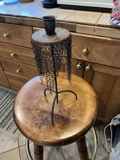 Vintage Rustic Midieval Chainmail Candle Holder Gothic Goth 