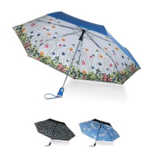 Auto Open/Close Compact Umbrella with Printed Under Canopy