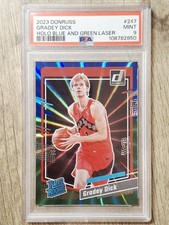 2023-24 Donruss Rated Rookie Gradey Dick RC #247 Holo Blue Green Laser /35 PSA 9