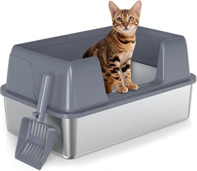 Lebendige Katzentoilette aus Edelstahl, leicht zu reinigen und geruchshemmend XL 
