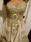Elegant Dress Champagne Color with Gold Share with Iridescent Sequins Medium — photo 1