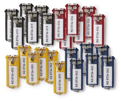 Durable Schlüsselanhänger Key Clip einfach aufklappen & beschriften 24 Stück