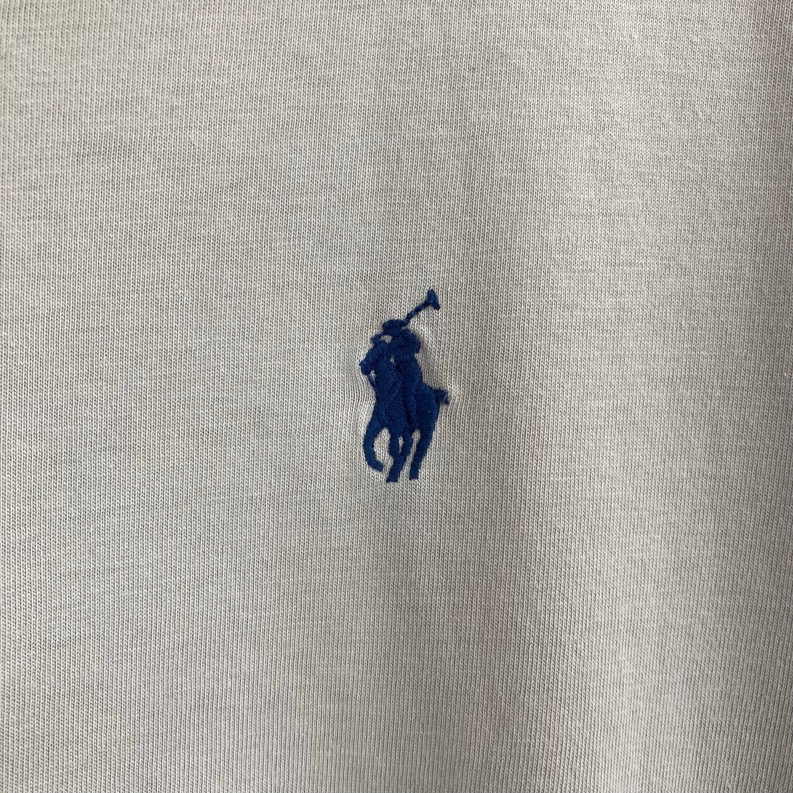Polo Ralph Lauren Taupe Tan Ricamata Pony Blu Uomo Grande DIFETTO