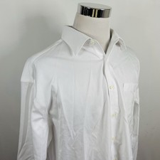 NWT Pronto Uomo 18 34/35 Non Iron Classic Fit Dress Shirt All White 100 Cotton