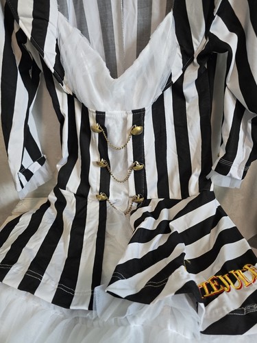 Costume donna Beetlejuice taglia media nero bianco sexy adulto con parrucca NO colletto - Foto 4 di 8