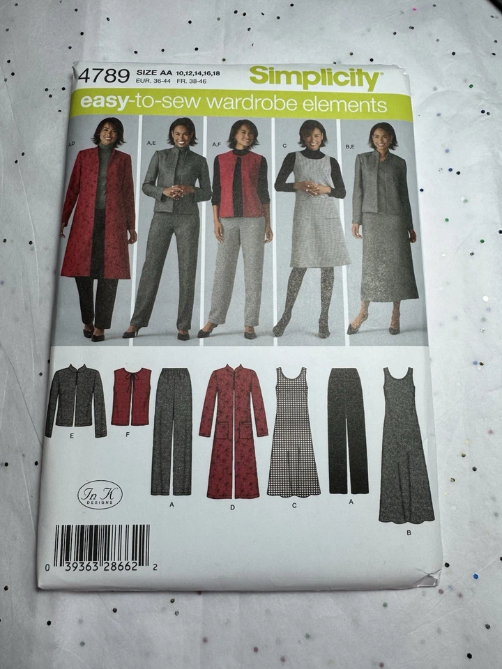 Simplicity 4789 Pattern Misses Size 10-18 Wardrobe Jacket Vest Dress Pants AA - Image 2 of 4
