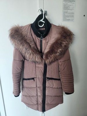 NOIZE Gigi Mid Length Women s Faux Fur Vegan Parka, Dusty Rose, XS, Worn only 1x
