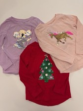 Girls Long sleeve Winter Shirts Lot Of 3 Holiday XS 4/5