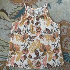Rachel Zoe Linen Knit Earth Tones Floral Tank...