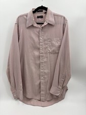 Christian Dior Men Pink Stripe Cotton Poly Monsieur Button Shirt 16 35/35 Large
