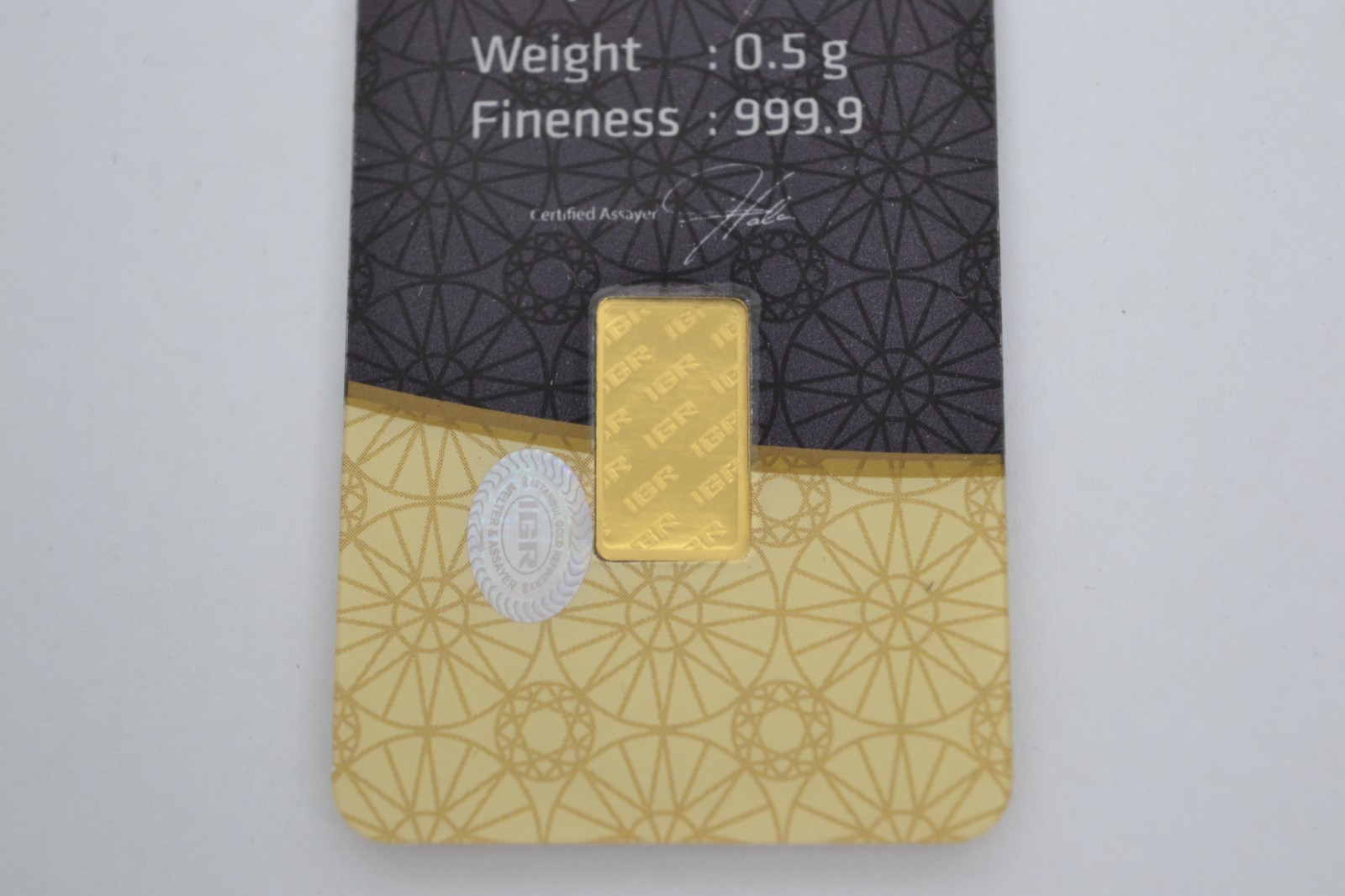 1/2 Gram (0.5g) Gold Bar - IGR - .9999 Fine Gold - Certified in Assay