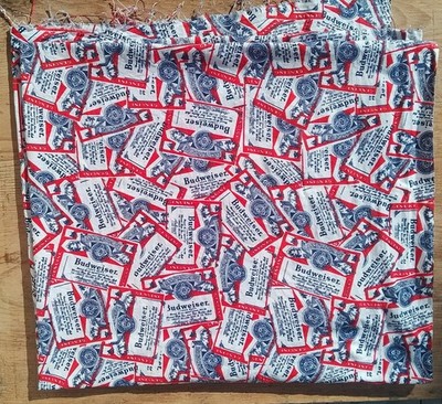 Vintage Budweiser Bier Stoff Druck 41''x76'' Baumwolle RETRO
