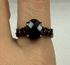 GORGEOUS Bohemian GARNET RING STERLING SILVER SIZE 6