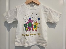 Vintage Lyons Group Barney, Baby Bop, BJ Kids Shirt 90s Paper Tag 4T Rare 1996