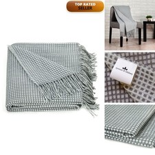 Spencer  Whitney Wool Throw Blanket - Yellow Cashmere Wool for Twin Couch