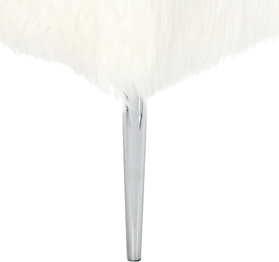 Otomana Olivia de piel sintética con patas cromadas, 20", blanca Foto 3 de 4