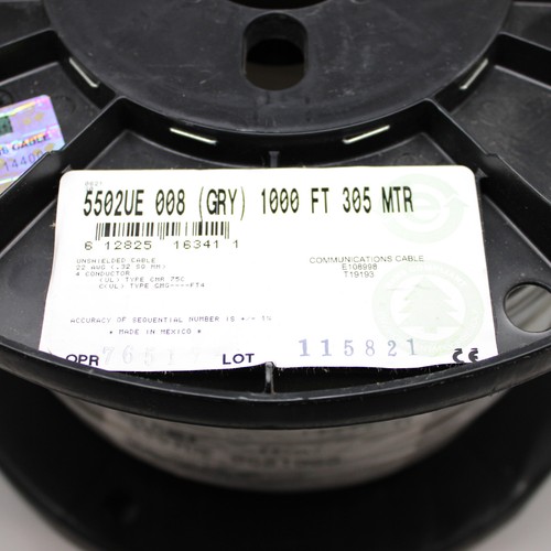 Carrete de 1000 pies Belden 5502UE 22AWG 4-C gris sin blindaje cable de seguridad y sonido - Imagen 2 de 2
