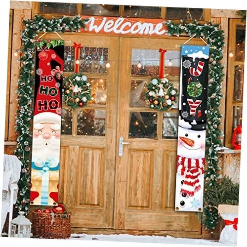 Santa Claus Merry Christmas Porch Hanging Banner, Santa Claus Hanging Banner