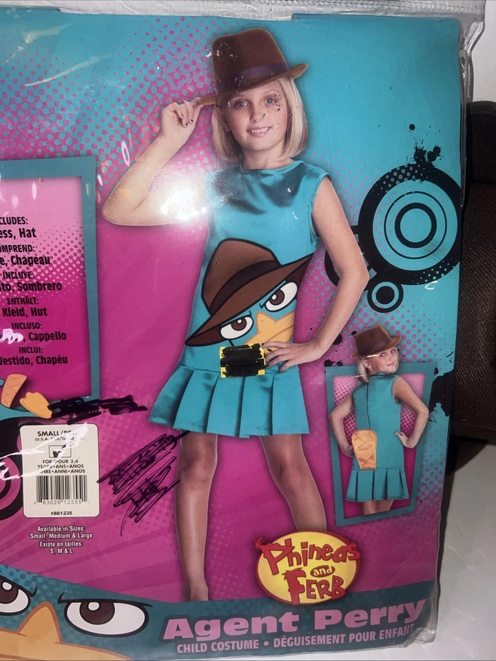 NIP Disney Agent Perry Costume Phineas & Ferb Child Size Small 4-6 Hat and Dress - Image 2 of 4