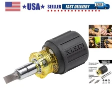 Versatile Multi-Bit Stubby Screwdriver, 6-in-1 with Cushion Grip and Nut Drivers