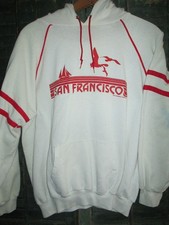 SAN FRANCISCO Vtg 80s 70s Bay Area SAILING Raglan Hoodie Stripe Panda shirt 49er