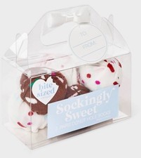 Kid's Donut Hole Christmas 3pk Crew Socks - Brown/Pink/Ivory 2-5