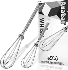 Mini Wire Whisks, 2 Stainless Steel Tiny Whisks (5"+7")