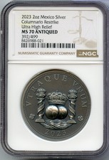 2023 Mexico Mexican Columnario 2 Oz Silver NGC MS70 Coin High Relief - JR246 111.48 per troy oz