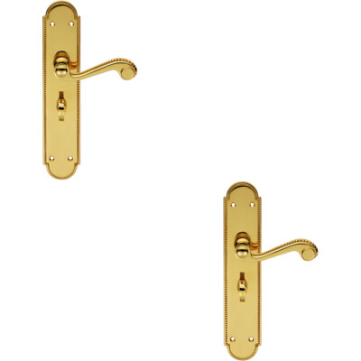 2x PAAR Perlenmuster Griff auf Badrückenplatte 249 x 50 mm Messing poliert