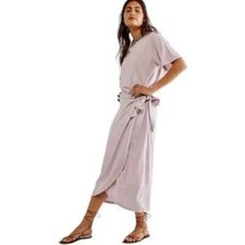 Free People Leila Wrap Style Beach Midi Dress, Light Purple, Small, RRP $70
